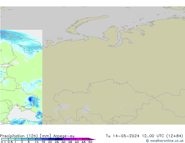 Precipitação (12h) Arpege-eu Ter 14.05.2024 00 UTC