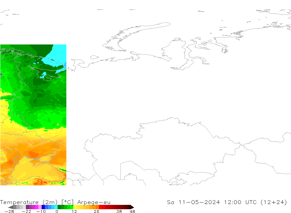 карта температуры Arpege-eu сб 11.05.2024 12 UTC