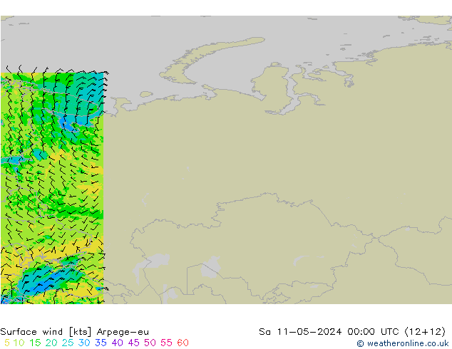 Surface wind Arpege-eu Sa 11.05.2024 00 UTC