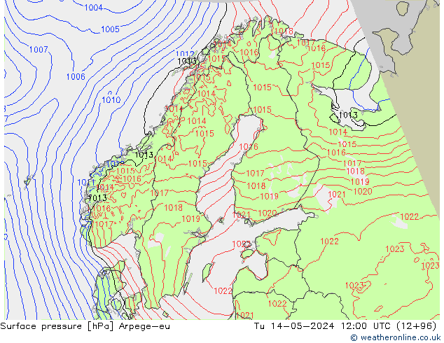 pressão do solo Arpege-eu Ter 14.05.2024 12 UTC