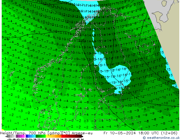 Height/Temp. 700 hPa Arpege-eu Fr 10.05.2024 18 UTC