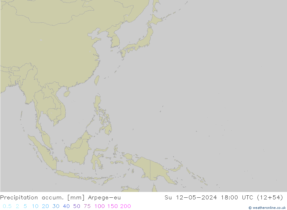 Precipitation accum. Arpege-eu Ne 12.05.2024 18 UTC