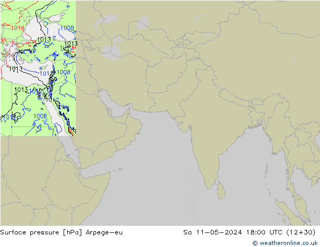 Pressione al suolo Arpege-eu sab 11.05.2024 18 UTC