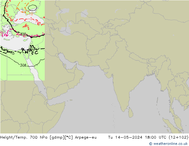 Height/Temp. 700 hPa Arpege-eu Ter 14.05.2024 18 UTC