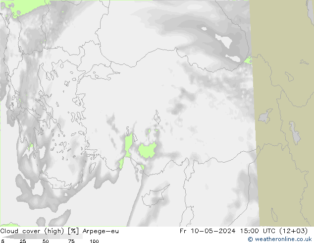 Nuages (élevé) Arpege-eu ven 10.05.2024 15 UTC