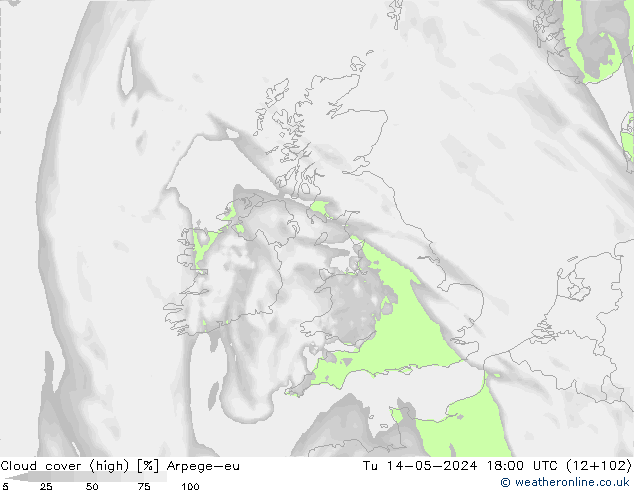 Bulutlar (yüksek) Arpege-eu Sa 14.05.2024 18 UTC