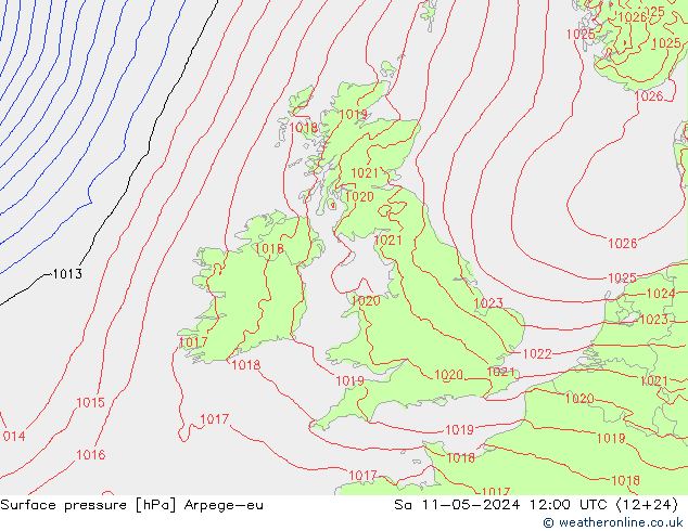 Presión superficial Arpege-eu sáb 11.05.2024 12 UTC