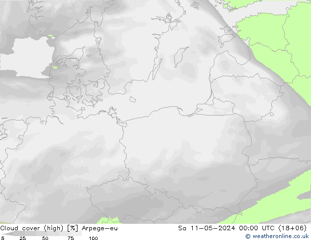 zachmurzenie (wysokie) Arpege-eu so. 11.05.2024 00 UTC