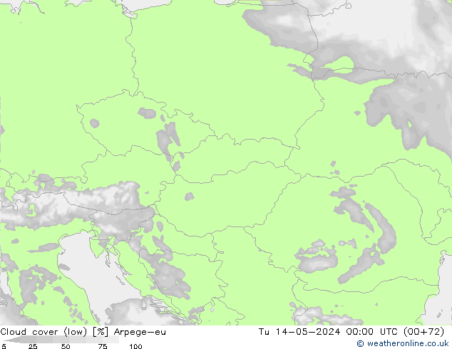 Nuages (bas) Arpege-eu mar 14.05.2024 00 UTC