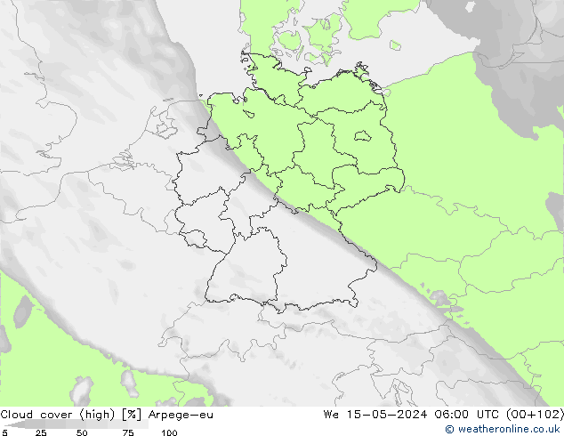 Bewolking (Hoog) Arpege-eu wo 15.05.2024 06 UTC