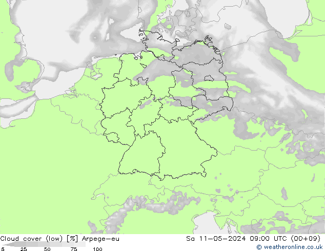 Nubes bajas Arpege-eu sáb 11.05.2024 09 UTC