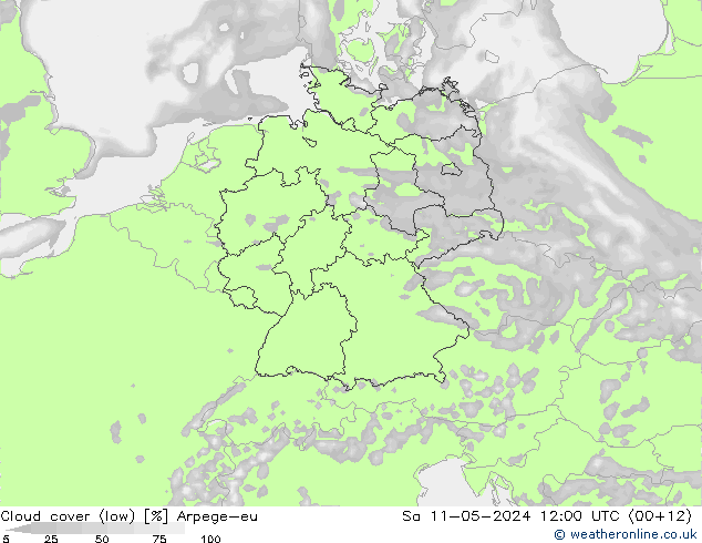 Nubes bajas Arpege-eu sáb 11.05.2024 12 UTC