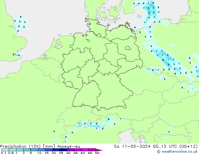 降水量 (12h) Arpege-eu 星期六 11.05.2024 12 UTC