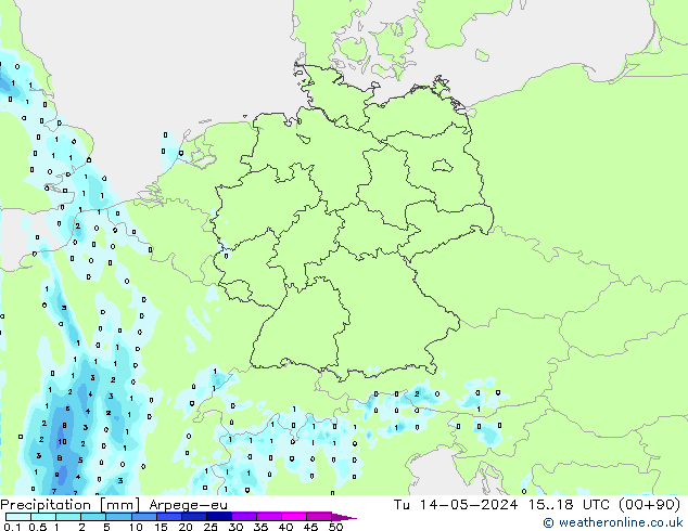 Niederschlag Arpege-eu Di 14.05.2024 18 UTC