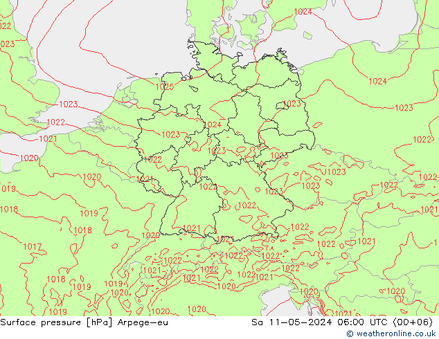 ciśnienie Arpege-eu so. 11.05.2024 06 UTC