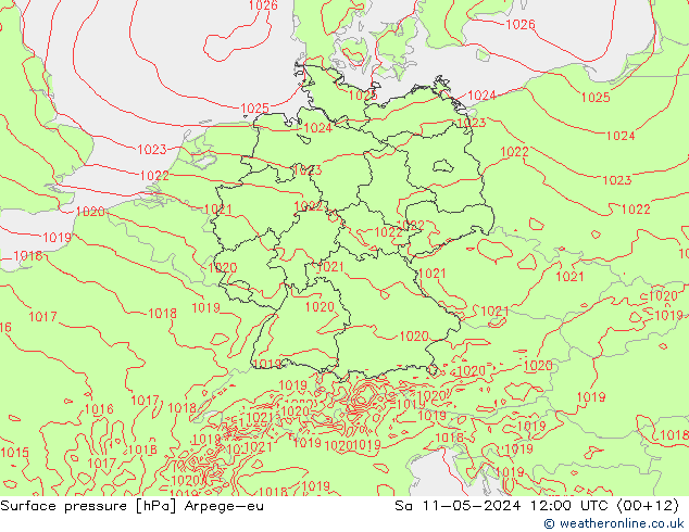 Presión superficial Arpege-eu sáb 11.05.2024 12 UTC