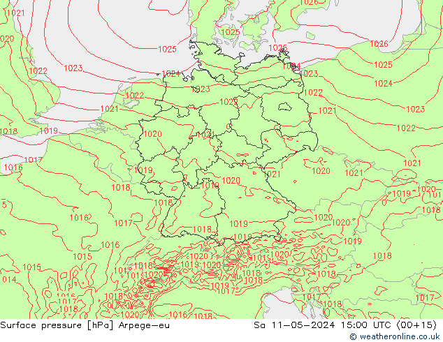 Atmosférický tlak Arpege-eu So 11.05.2024 15 UTC