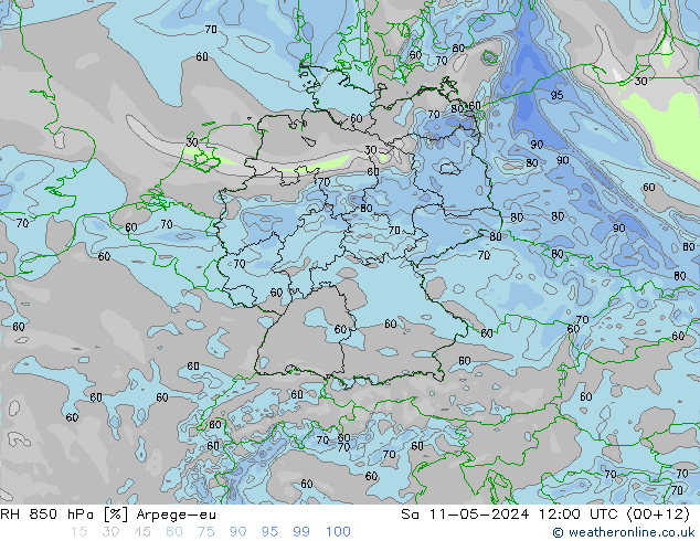 850 hPa Nispi Nem Arpege-eu Cts 11.05.2024 12 UTC