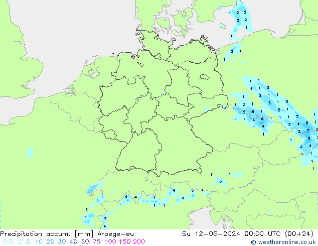 Precipitation accum. Arpege-eu Su 12.05.2024 00 UTC