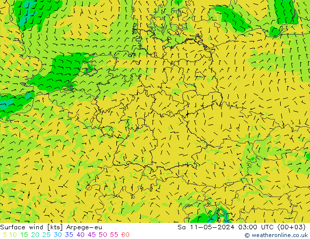 Surface wind Arpege-eu Sa 11.05.2024 03 UTC
