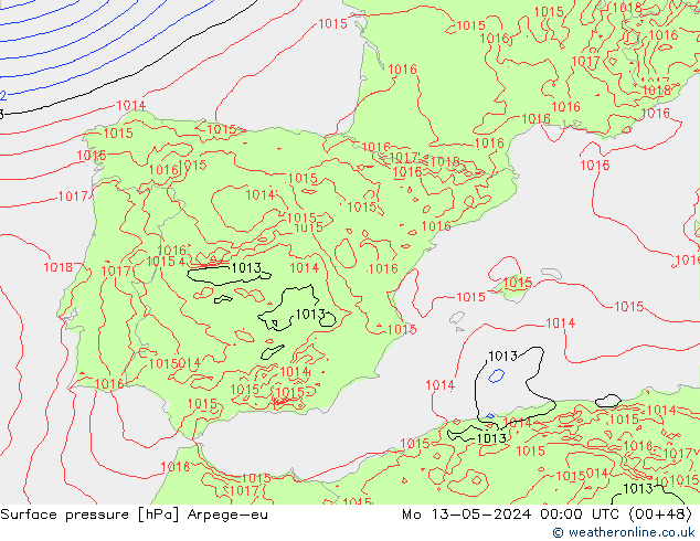 Yer basıncı Arpege-eu Pzt 13.05.2024 00 UTC