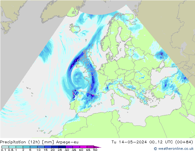 Precipitation (12h) Arpege-eu Tu 14.05.2024 12 UTC