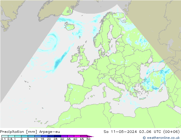 降水 Arpege-eu 星期六 11.05.2024 06 UTC