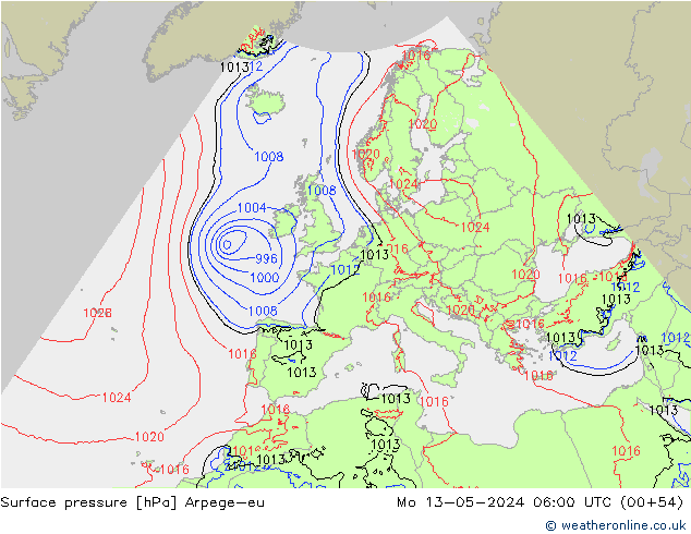 Luchtdruk (Grond) Arpege-eu ma 13.05.2024 06 UTC