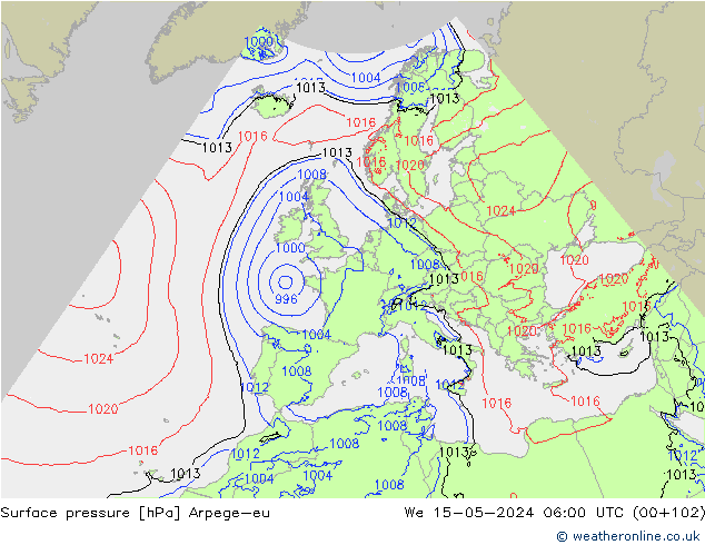 ciśnienie Arpege-eu śro. 15.05.2024 06 UTC
