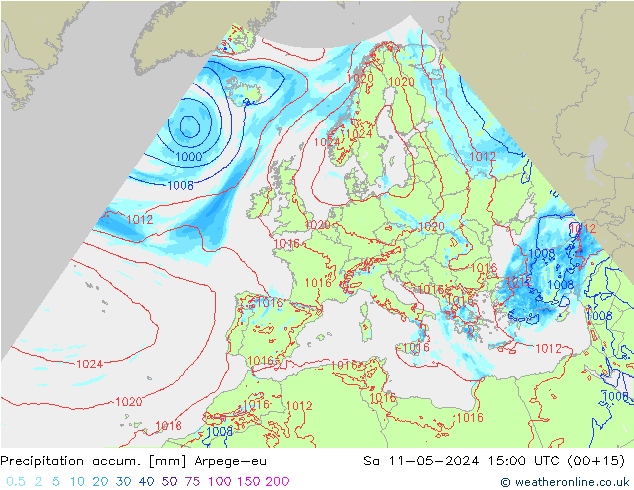 Toplam Yağış Arpege-eu Cts 11.05.2024 15 UTC
