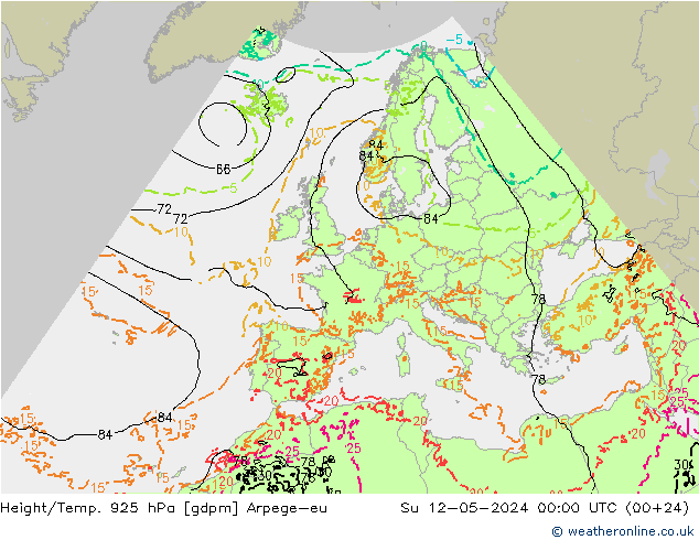 Height/Temp. 925 hPa Arpege-eu Dom 12.05.2024 00 UTC