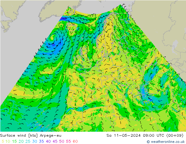 Surface wind Arpege-eu Sa 11.05.2024 09 UTC