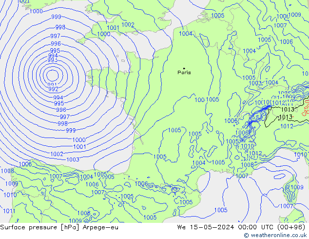 pressão do solo Arpege-eu Qua 15.05.2024 00 UTC