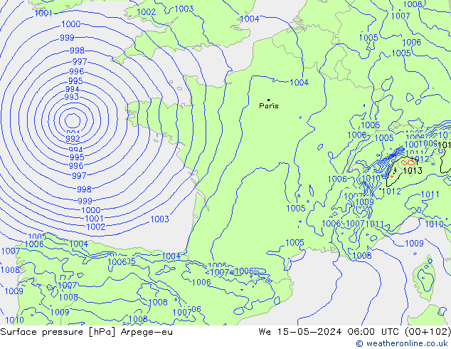 Yer basıncı Arpege-eu Çar 15.05.2024 06 UTC