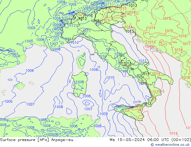Surface pressure Arpege-eu We 15.05.2024 06 UTC