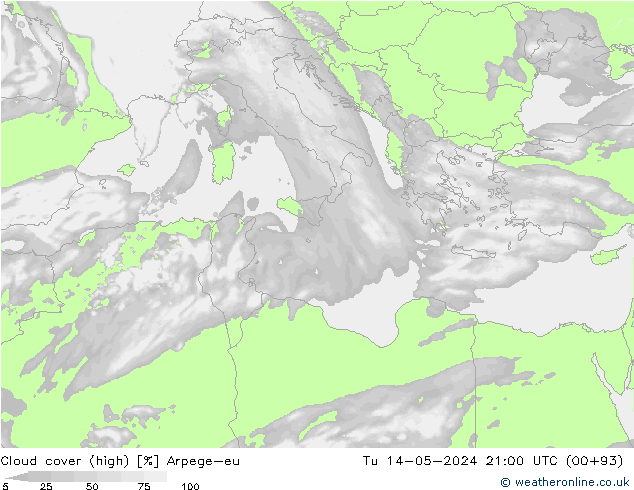 Bulutlar (yüksek) Arpege-eu Sa 14.05.2024 21 UTC