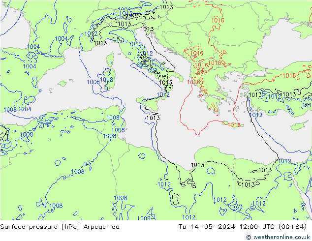 Pressione al suolo Arpege-eu mar 14.05.2024 12 UTC