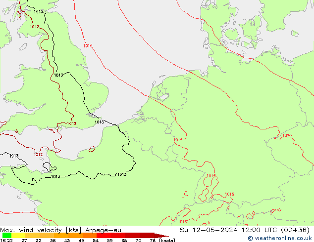 Windböen Arpege-eu So 12.05.2024 12 UTC