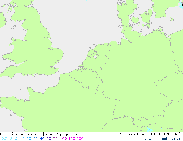 Precipitation accum. Arpege-eu  11.05.2024 03 UTC
