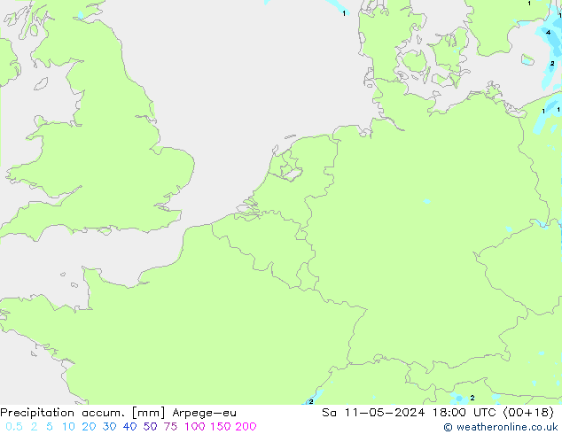 Precipitation accum. Arpege-eu Sáb 11.05.2024 18 UTC