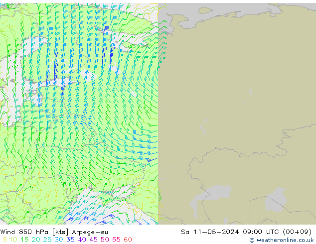 Wind 850 hPa Arpege-eu So 11.05.2024 09 UTC