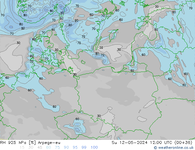 RH 925 hPa Arpege-eu  12.05.2024 12 UTC