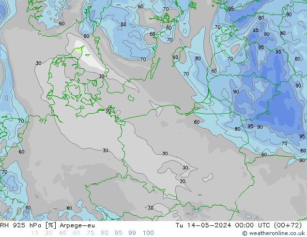 Humedad rel. 925hPa Arpege-eu mar 14.05.2024 00 UTC