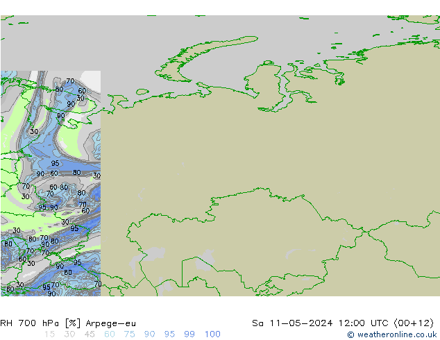 RH 700 hPa Arpege-eu Sa 11.05.2024 12 UTC