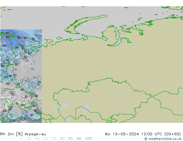 RH 2m Arpege-eu пн 13.05.2024 12 UTC