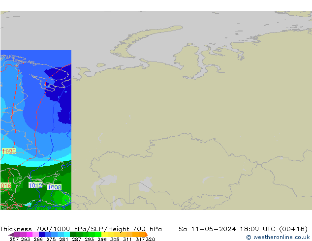 700-1000 hPa Kalınlığı Arpege-eu Cts 11.05.2024 18 UTC