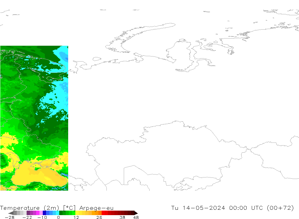 карта температуры Arpege-eu вт 14.05.2024 00 UTC