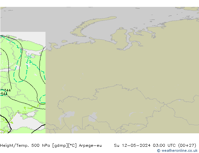 Height/Temp. 500 hPa Arpege-eu Ne 12.05.2024 03 UTC