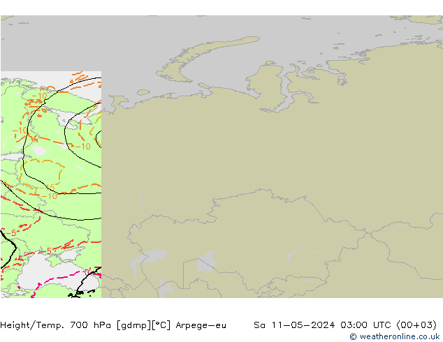 Yükseklik/Sıc. 700 hPa Arpege-eu Cts 11.05.2024 03 UTC