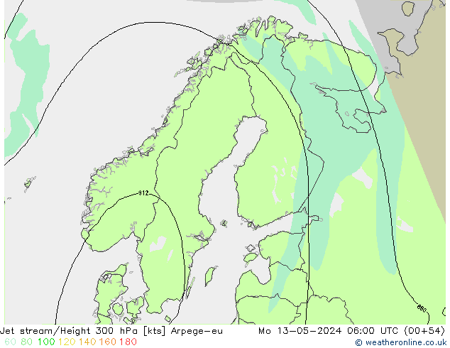 Jet stream Arpege-eu Seg 13.05.2024 06 UTC